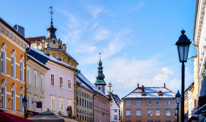 Obraz premium Beatiful facades in the downtown of Klagenfurt, Austria