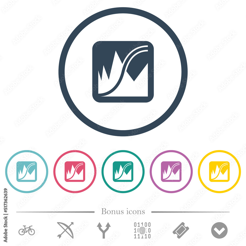 Poster adjust image curves flat color icons in round outlines