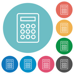 Calculator outline flat round icons