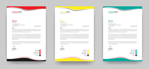 Modern creative and clean letterhead template design for your Company  and business a4 size with three color variations ready for print