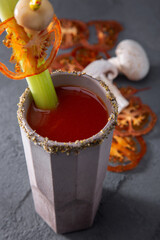 Tomato juice with selera, dried tomato