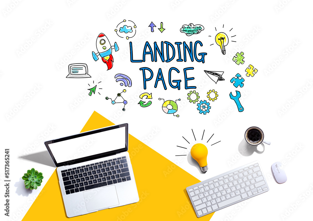 Poster landing page with computers and a lightbulb