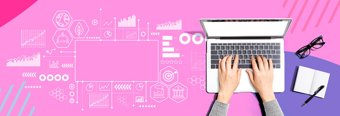 Eco theme with person using a laptop