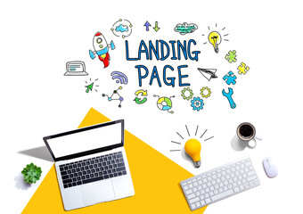 Landing page with computers and a lightbulb