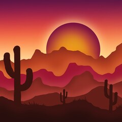 llustration of the red desert, digital art.