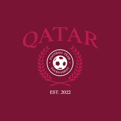 Football national team Qatar print design. Typography graphics for sportswear and apparel. Vector illustration.