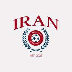 Football national team Iran print design. Typography graphics for sportswear and apparel. Vector illustration.