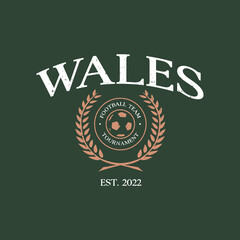 Football national team Wales print design. Typography graphics for sportswear and apparel. Vector illustration.