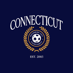 Soccer team Connecticut print design. Typography graphics for sportswear and apparel. Vector illustration.
