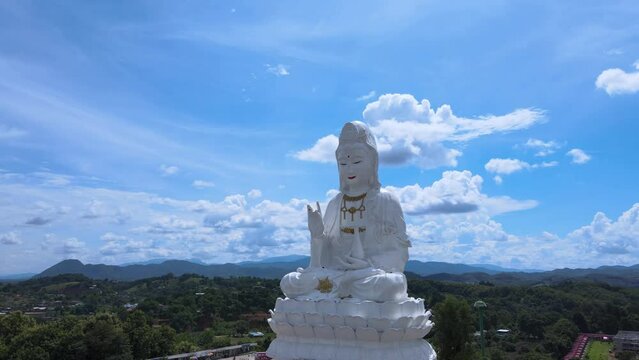 Chinese temple wat hyua pla kang Chiang Rai Thailand. They are public domain or treasure of Buddhism. white big Guanyin statue in Chiang Rai the biggest Guanyin in the world.