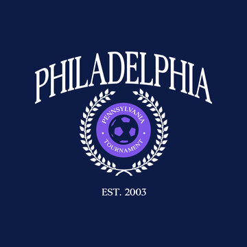 Soccer team Philadelphia, Pennsylvania print design. Typography graphics for sportswear and apparel. Vector illustration.