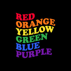 LGBT rainbow poster, banner or flag. Rainbow colored lgbt flag for pride. Print for t-shirts of the six color rainbow flag with Pride text in the background.