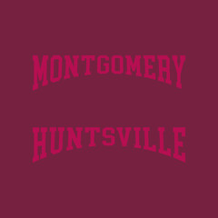 Montgomery, Huntsville, Alabama design for t-shirt. College tee shirt print. Typography graphics for sportswear and apparel. Vector illustration.