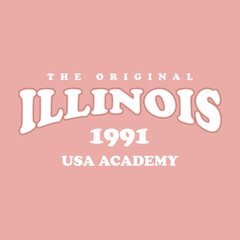 Illinois design for t-shirt. College tee shirt print. Typography graphics for sportswear and apparel. Vector illustration.