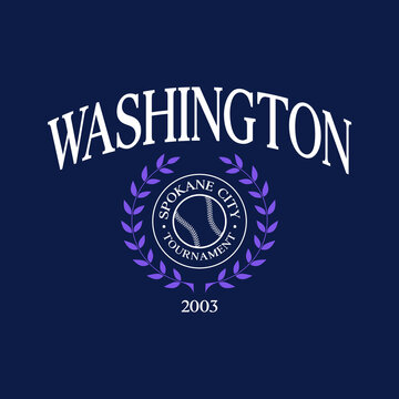 Baseball team Washington, Spokane print design. Typography graphics for sportswear and apparel. Vector illustration.