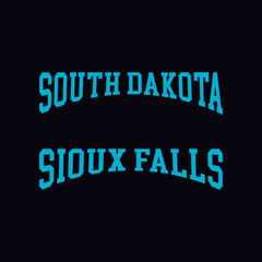 Athletic team state of Sioux Falls, South Dakota. Typography graphics for sportswear and apparel. Vector print design.