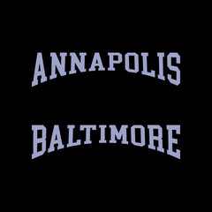 Athletic team state of Annapolis Baltimore. Typography graphics for sportswear and apparel. Vector print design.