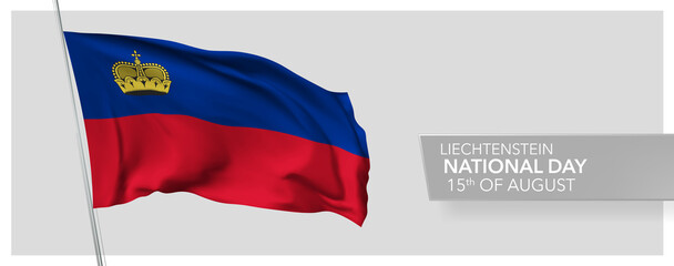 Liechtenstein happy national day greeting card, banner vector illustration