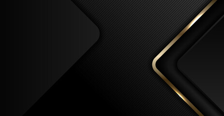 Abstract elegant banner web gold and black shiny square round on dark background luxury style
