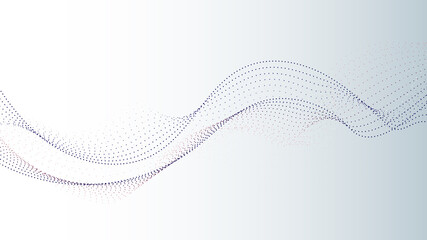 Abstract black dots wave flowing particles on white background