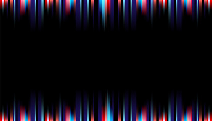 Abstract vibrant stripe lighting vertical lines blue and red color on black background