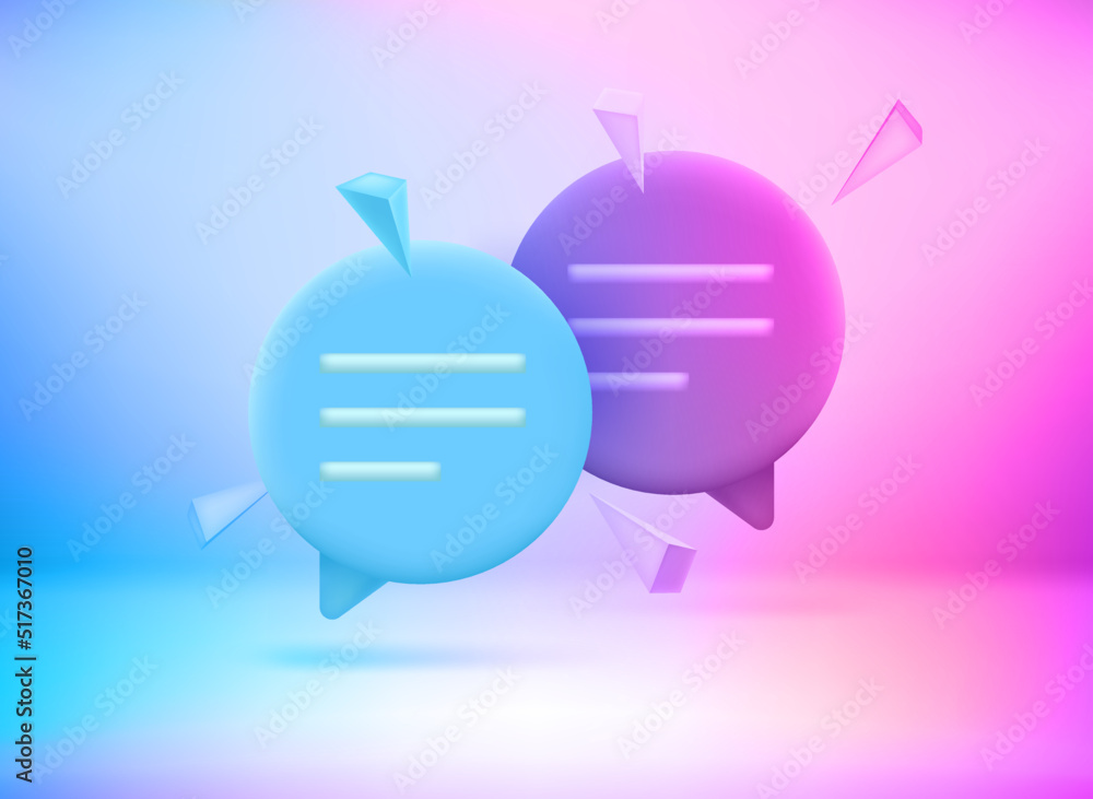 Aufkleber conversation concept with speech bubbles. 3d vector illustration