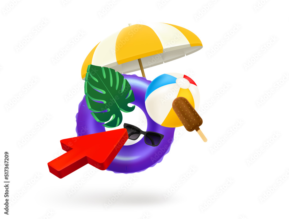 Poster Сhoice a object to rest on a beach. 3d vector icon