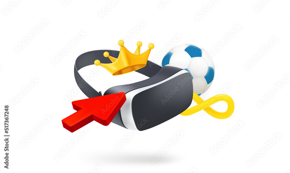 Poster Сhoice a computer game with VR concept. 3d vector icon