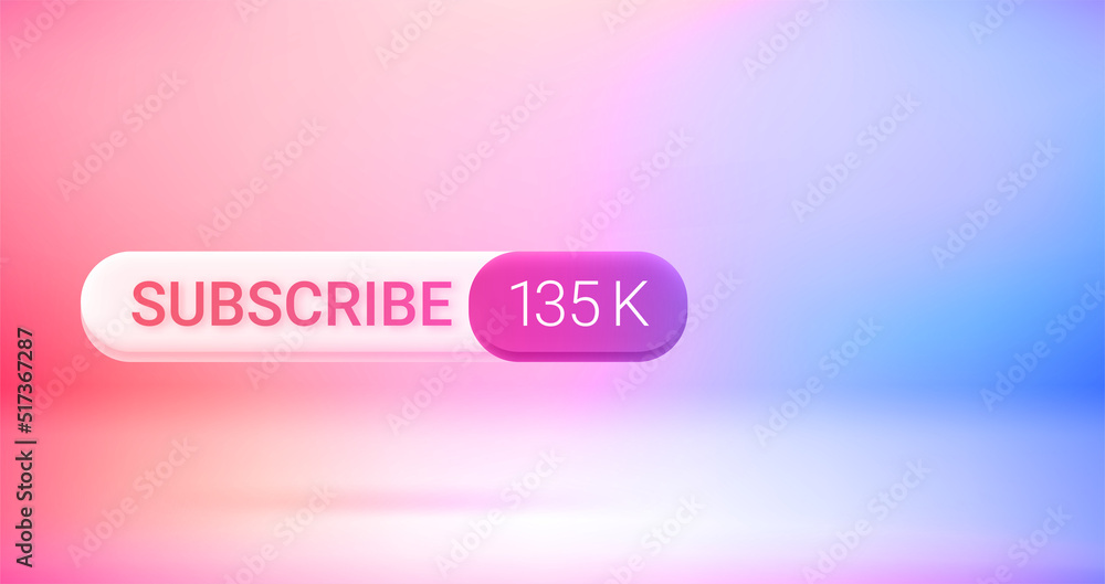 Poster Social media subscribe button with counter. Vector 3d banner with copy space
