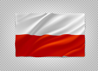 White and Red flag of Poland. 3d vector object isolated on transparent