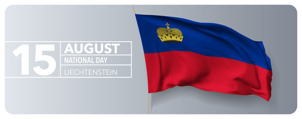 Liechtenstein happy national day greeting card, banner vector illustration