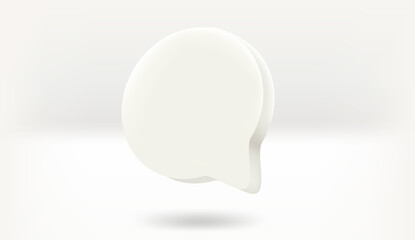 White speech bubble on white background. 3d vector mockup