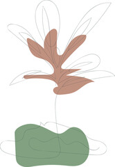 Beautiful hand drawn floral leaves and flowers one line art 