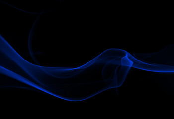 Blue smoke movement abstract on black background, darkness concept