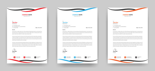 Professional creative clean letterhead template design for your Company and business a4 size with three color variations
