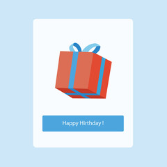 illustration of a gift box with happy birthday text