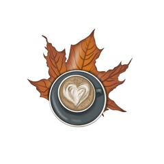 Coffee Cup Autumn Theme Background Hand Drawn Illustration	