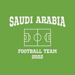 Football national team Saudi Arabia print design. Typography graphics for sportswear and apparel. Vector illustration.