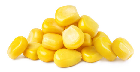Delicious corn seeds, isolated on white background