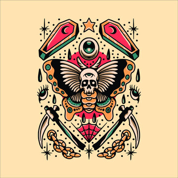 Set traditional flash tattoo Royalty Free Vector Image