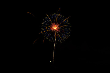 Fototapeta premium Biarritz Firework Celebration of Bastille Day 2022. Basque Country of France. 