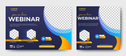 Digital Business Entrepeneur live webinar banner invitation and social media post template. Business webinar invitation design