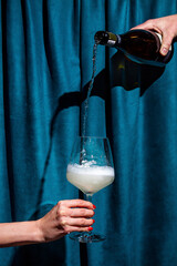 Champagne into a glass