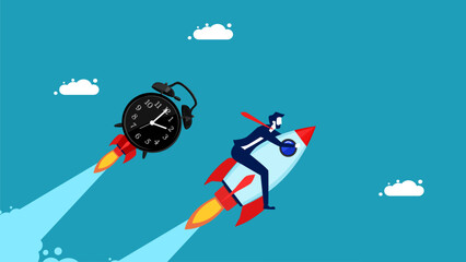 Businessman works against time. business concept vector illustration eps