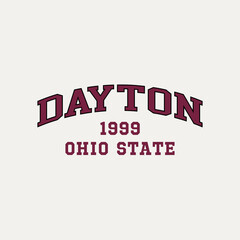 Dayton, Ohio design for t-shirt. College tee shirt print. Typography graphics for sportswear and apparel. Vector illustration.