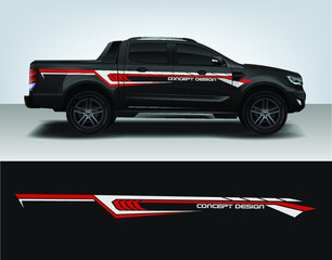 Vinyls sticker Decals for Car truck mini bus modify Motorcycle. Racing Vehicle Graphics kit isolated vector design race Elegant stripes modern red technology background for wrap © Yoga