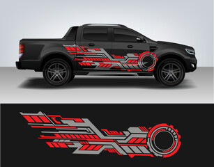 Naklejka premium Vinyls sticker Decals for Car truck mini bus modify Motorcycle. Racing Vehicle Graphics kit isolated vector design race Elegant stripes modern red technology background for wrap