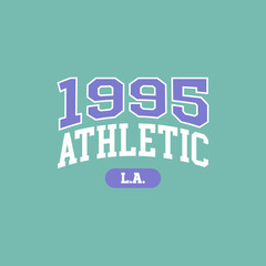 1995, Los Angeles design for t-shirt. College tee shirt print. Typography graphics for sportswear and apparel. Vector illustration.