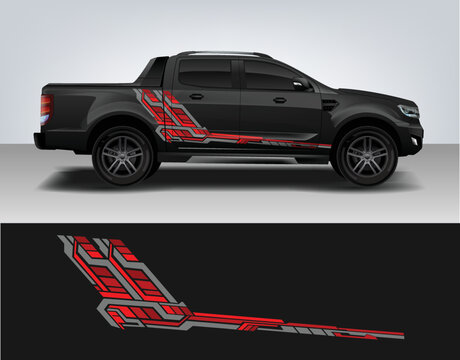 Vinyls sticker Decals for Car truck mini bus modify Motorcycle. Racing Vehicle Graphics kit isolated vector design race Elegant stripes modern red technology background for wrap