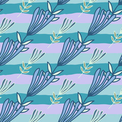 Flower seamless pattern. Abstract floral wallpaper. Doodle art style. Cute plants endless backdrop.